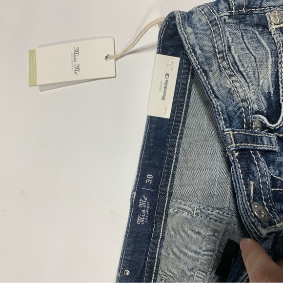NWT Buckle Miss Me Boot Cut Jeans Embellished Pockets Bling Womens Mid Rise 0485 - Picture 8 of 15